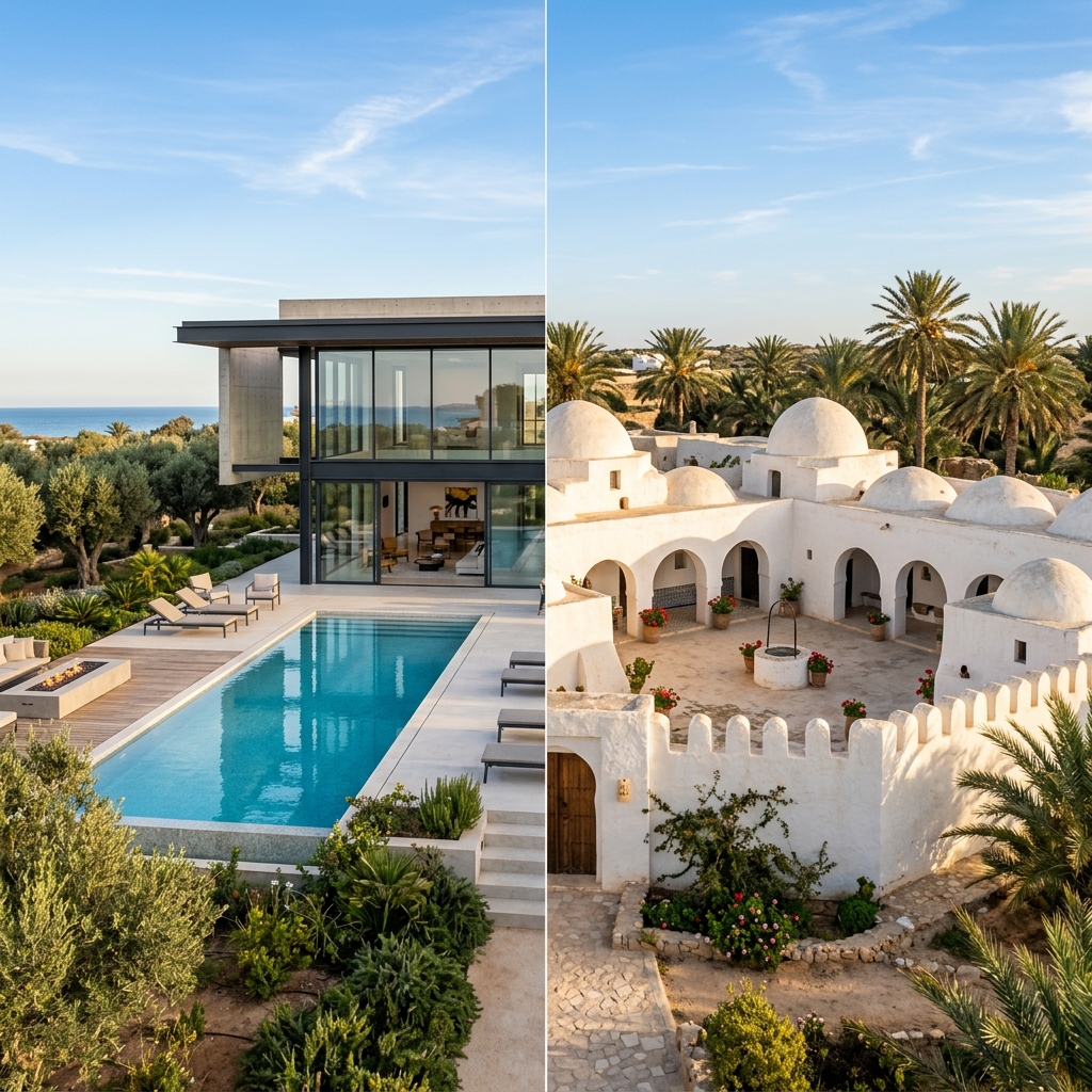 Architecture moderne et Menzel traditionnel djerbien